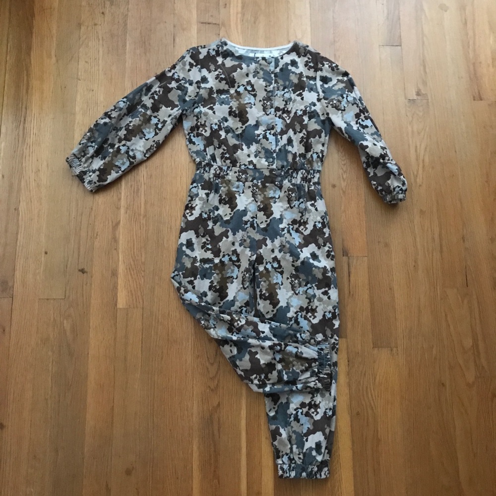 ZARA NWT Camo Cord Elastic Long Sleeve Jumpsuit 8 Girl’s